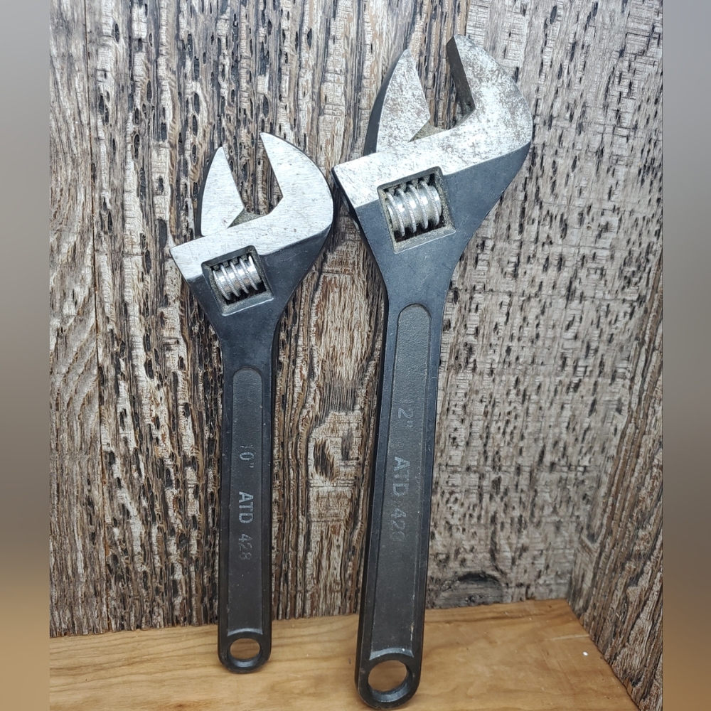 ATD 12" & 10" Heavy Duty Drop Forged Adjustable Wrenchs Lot Of 2